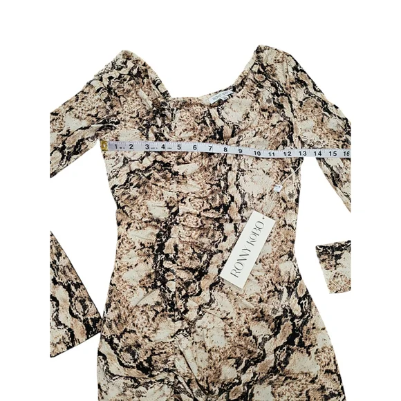 RONNY KOBO MAGDALA DRESS Animal Print Bodycon Long Sleeve Mini Dress Sz M